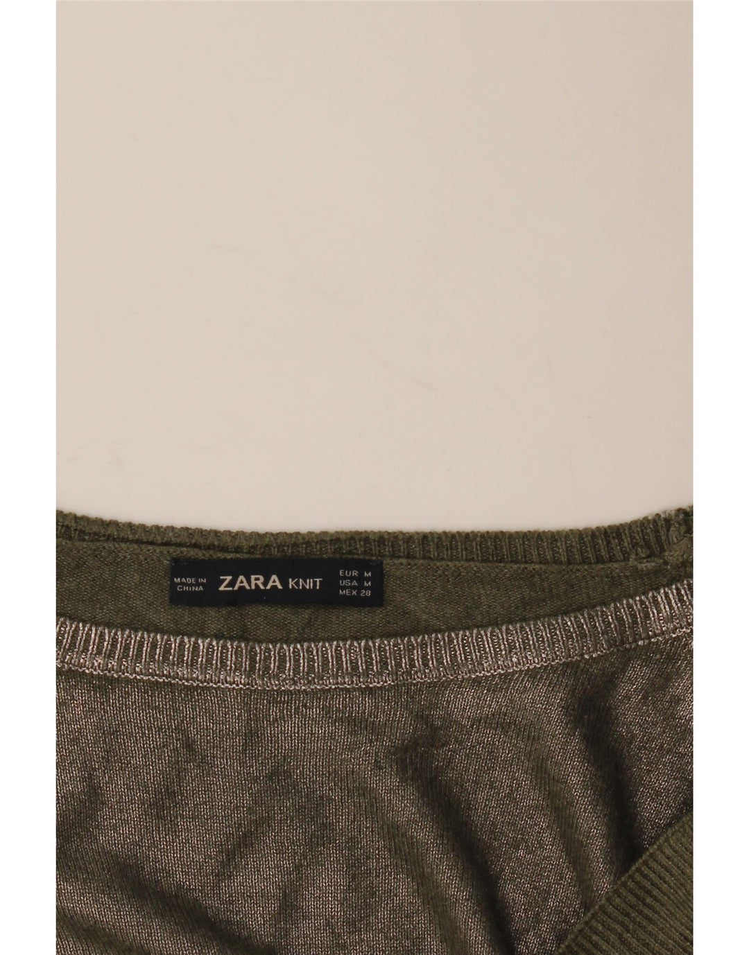 Suéter feminino Zara com gola canoa Reino Unido 14 médio cáqui