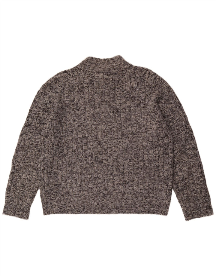 Suéter feminino Marks & Spencer com zíper e gola redonda Reino Unido 16 grande cinza manchado