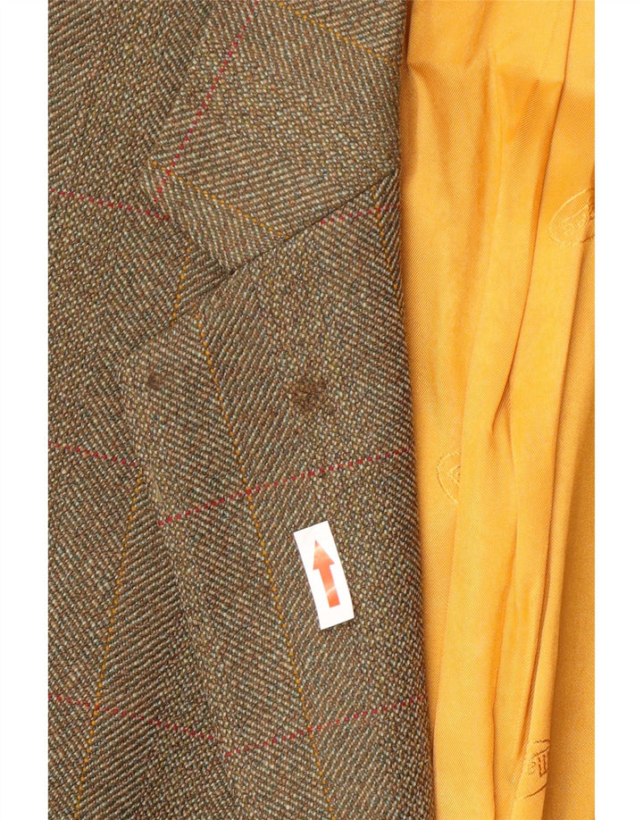 Jaqueta blazer masculina Magee com 2 botões UK 42 XL marrom xadrez lã