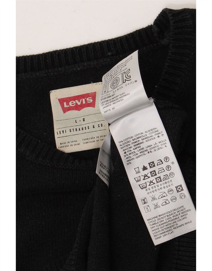 Suéter masculino Levi's com gola redonda, grande algodão preto