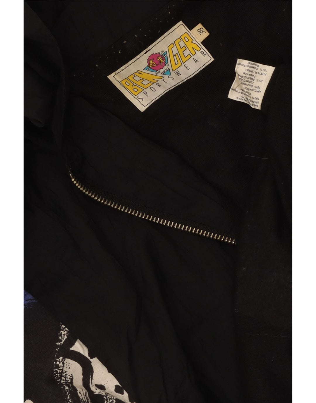 Jaqueta Parka Feminina Vintage Padrão Abstrato com Capuz EU 38 Médio Preto