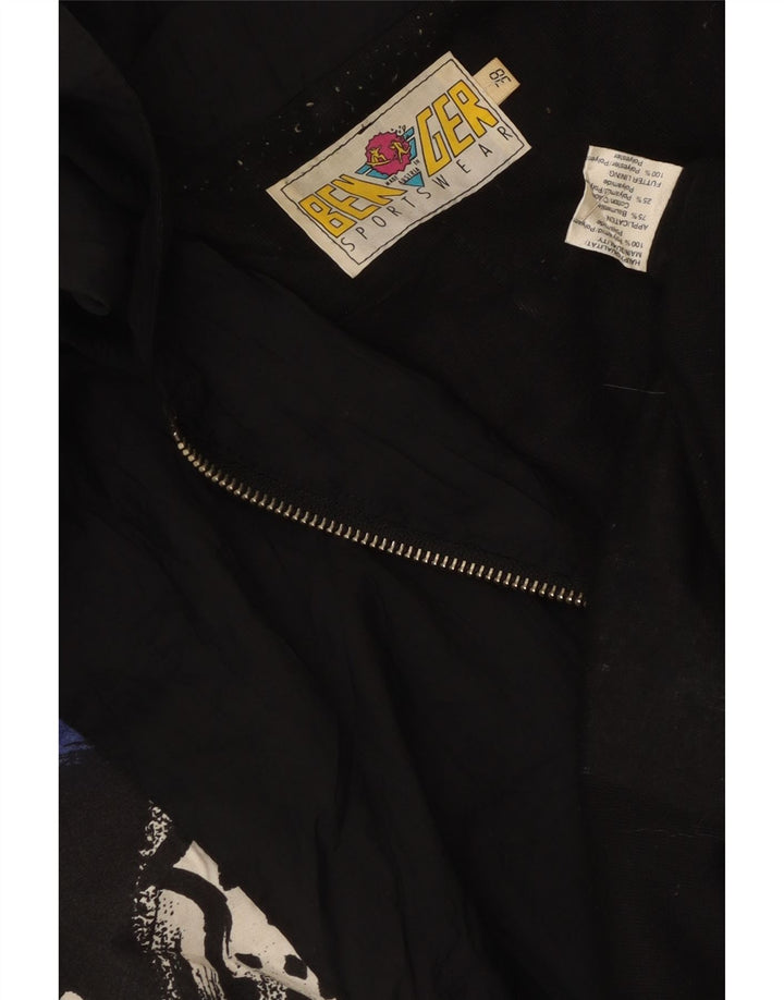 Jaqueta Parka Feminina Vintage Padrão Abstrato com Capuz EU 38 Médio Preto