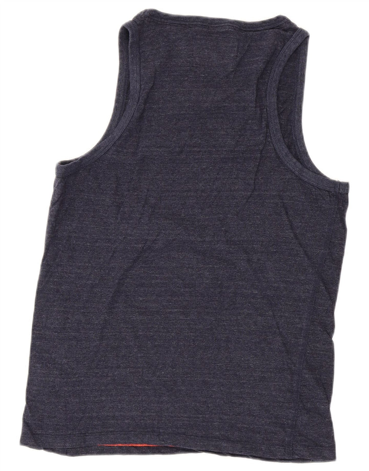 Top colete feminino SUPERDRY UK 14 grande algodão azul marinho