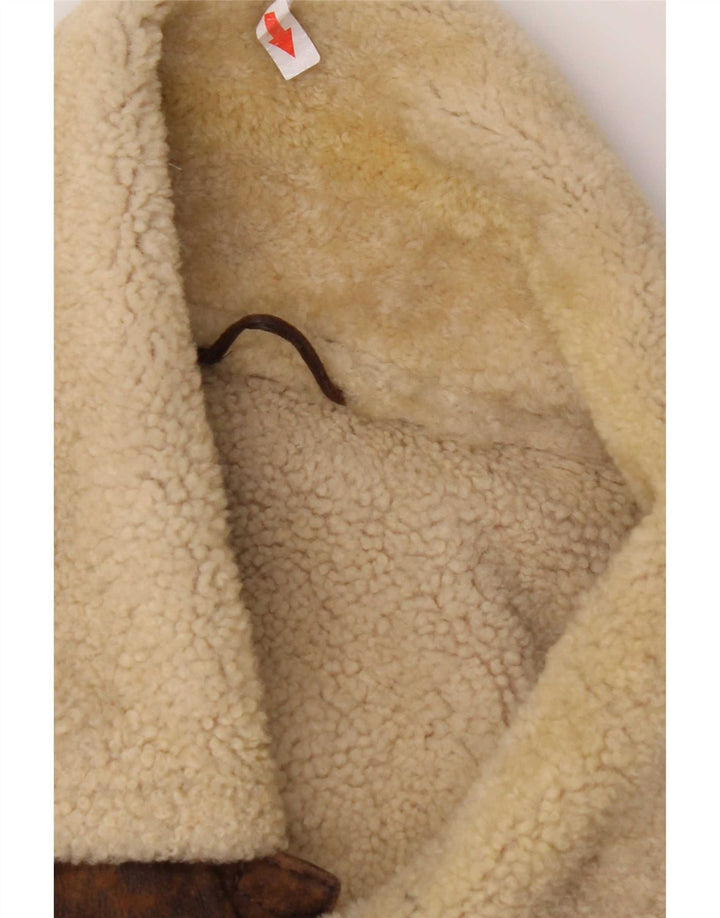 Jaqueta masculina Marlboro Classics Shearling Reino Unido 42 XL pele de carneiro marrom
