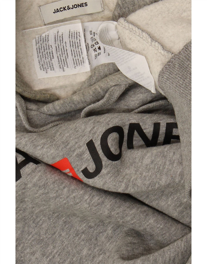 Jumper com capuz gráfico masculino JACK & JONES XL algodão cinza