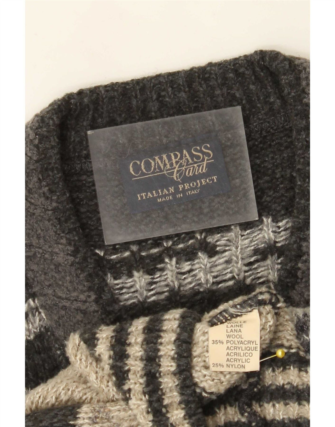 Suéter masculino COMPASS CARD com decote em V IT 52 grande cinza geométrico