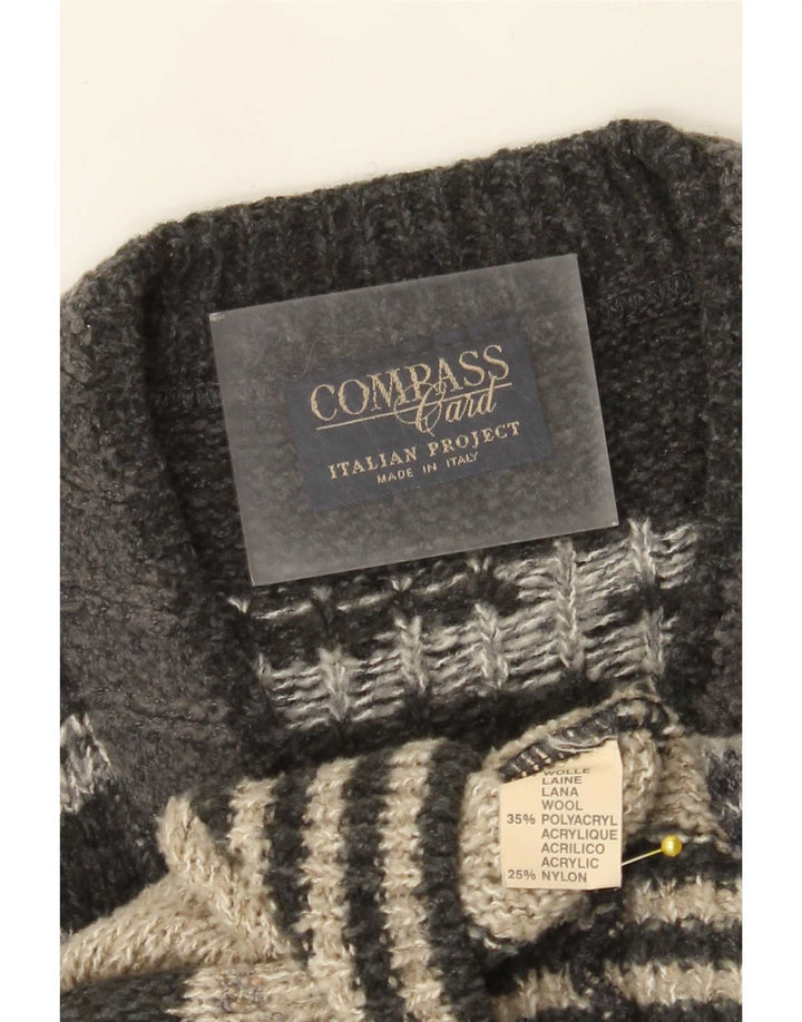 Suéter masculino COMPASS CARD com decote em V IT 52 grande cinza geométrico