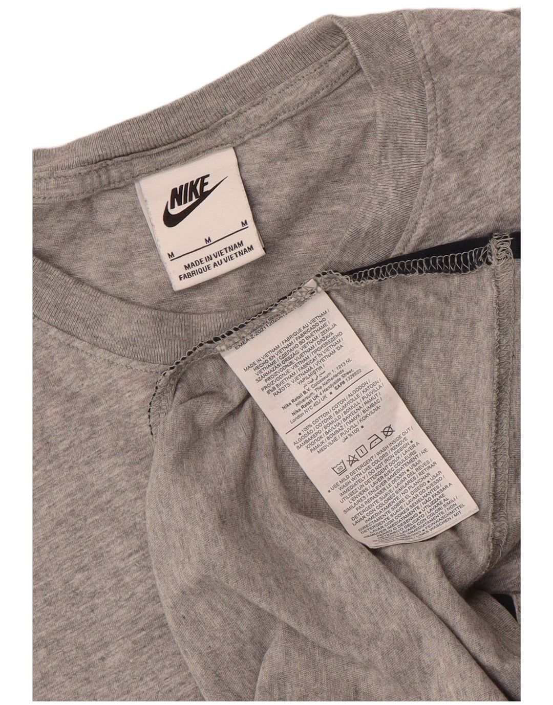 Camiseta Nike masculina gráfica Top cinza médio algodão colorblock