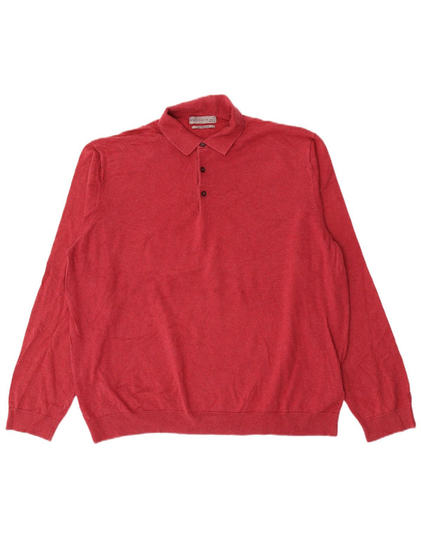 Suéter masculino Marks & Spencer com gola polo XL algodão vermelho