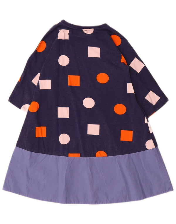 Cos Meninas Vestido linha A manga 3/4 4-5 anos Azul marinho algodão geométrico