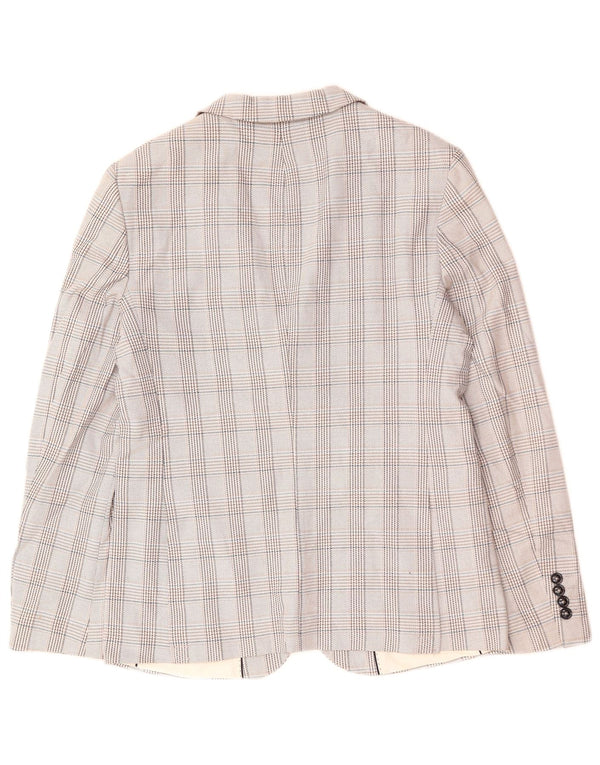 Jaqueta blazer masculina ZARA com 2 botões EU 48 cinza médio houndstooth poliéster