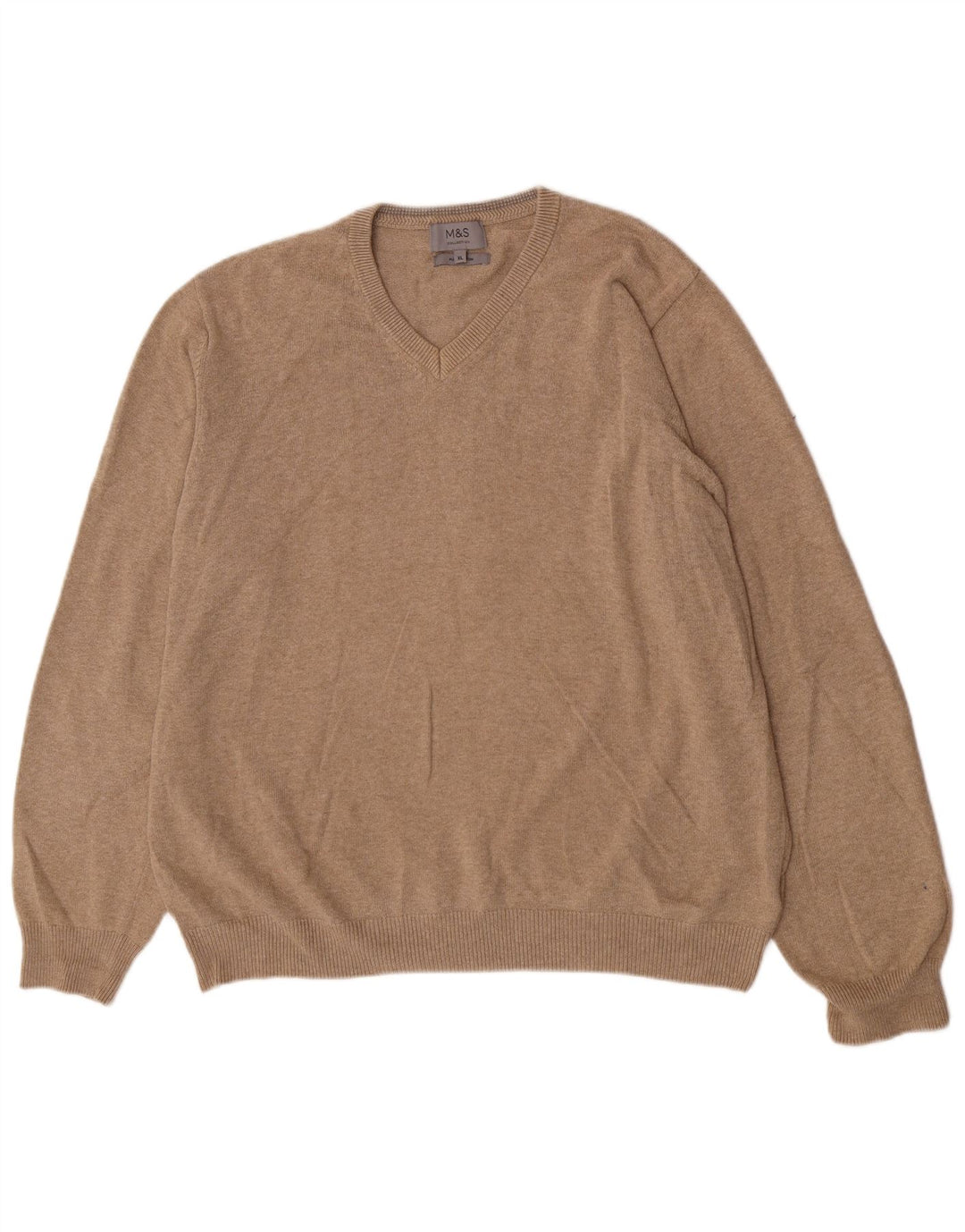 Suéter masculino Marks & Spencer com decote em V XL algodão bege