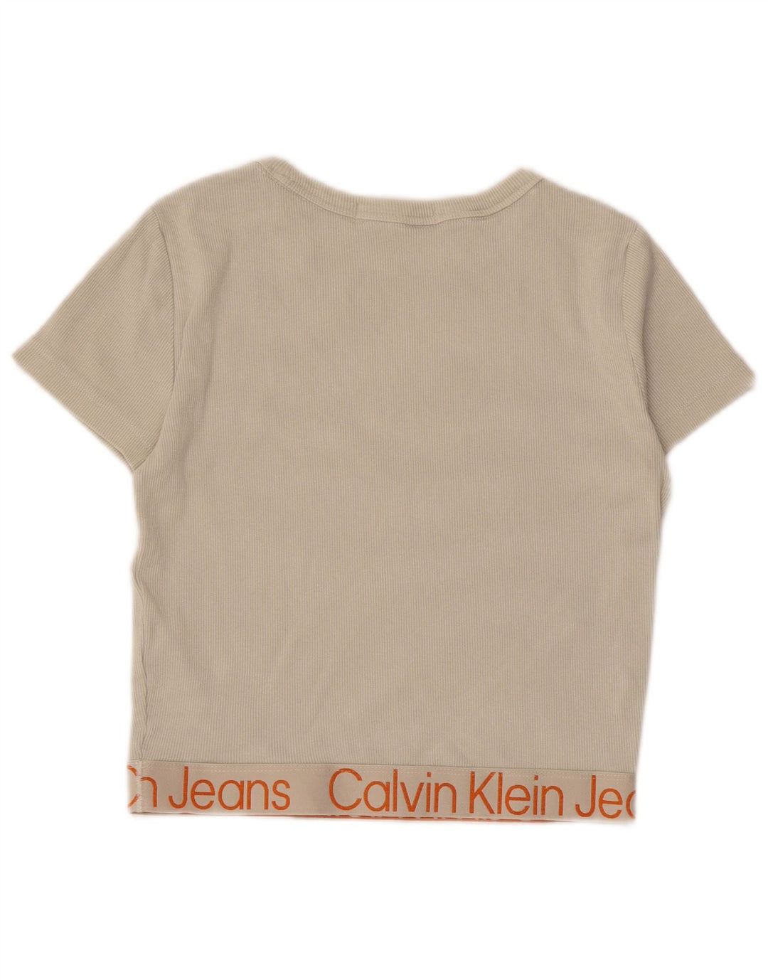 Camiseta feminina estampada CALVIN KLEIN UK 16 grande algodão cinza