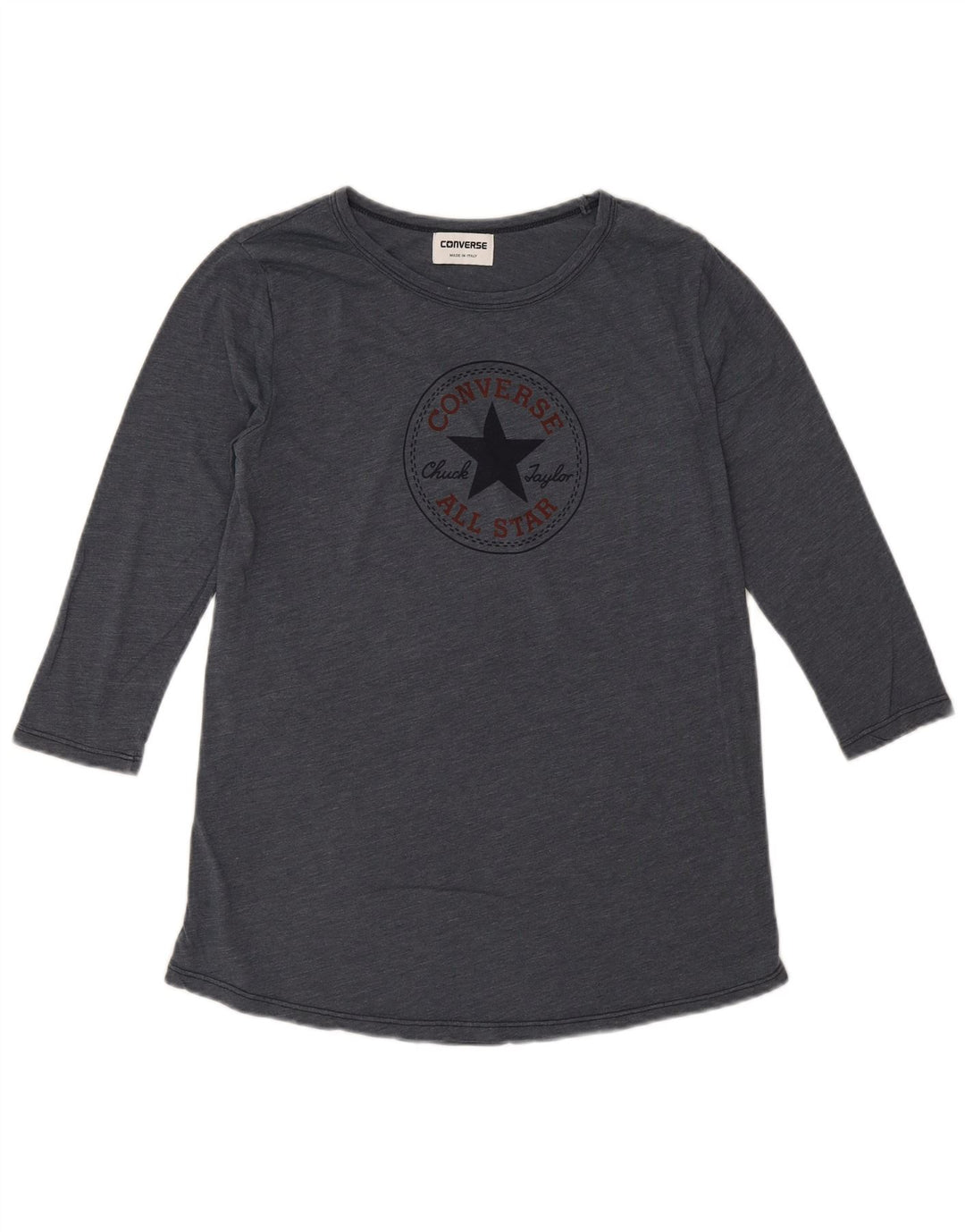 Top gráfico feminino Converse manga 3/4 Reino Unido 14 algodão cinza médio