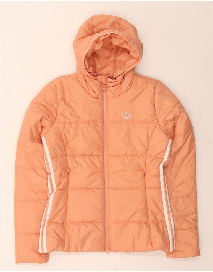 Jaqueta Adidas Feminina Primegreen com Capuz Acolchoada UK 10 Pequena Laranja Poliéster