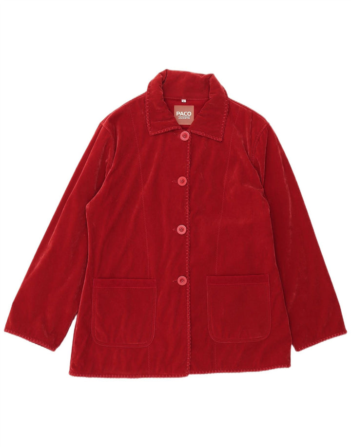 Sobretudo de lã feminino Paco UK 16 grande poliéster vermelho