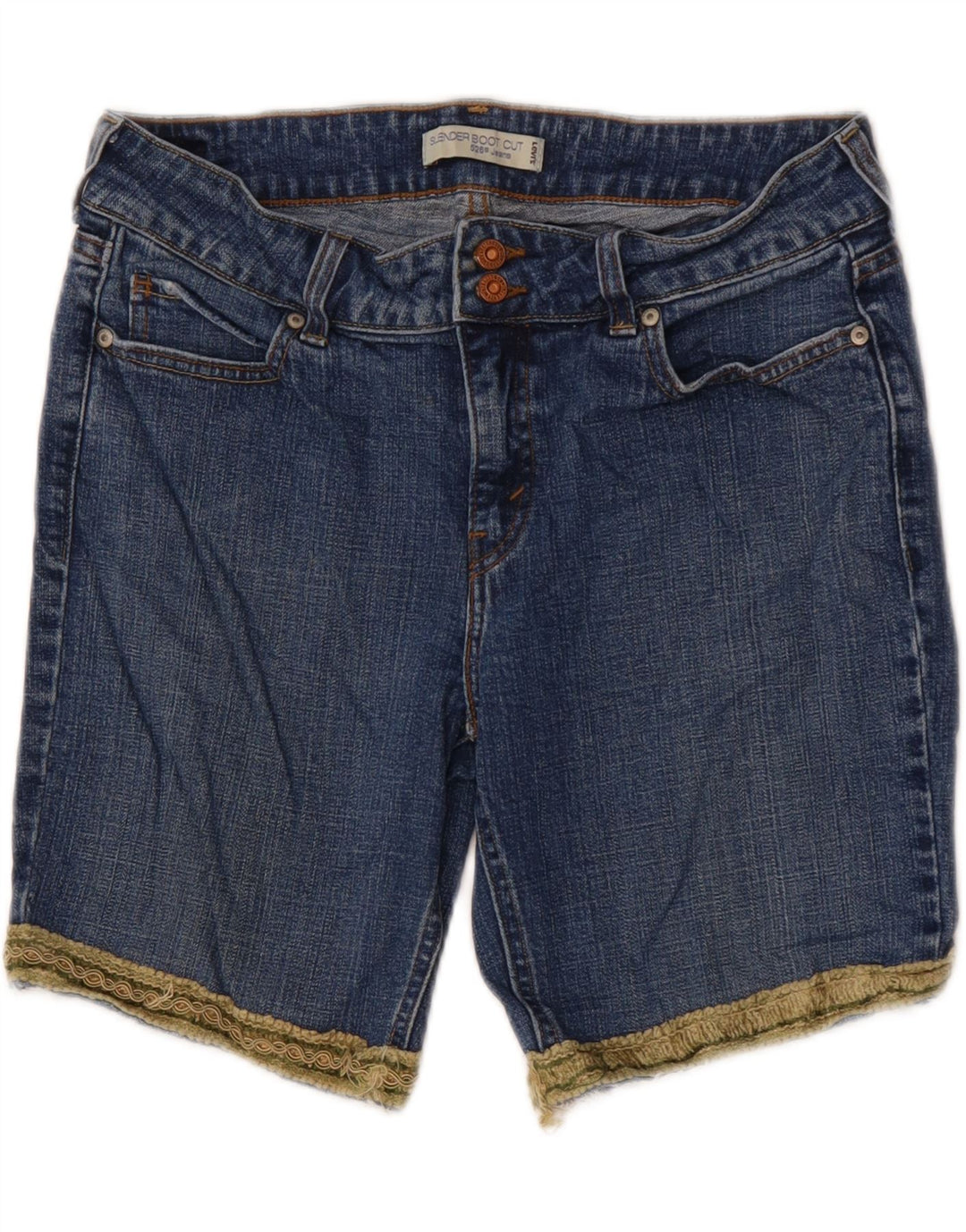 Shorts jeans feminino Levi's 526 US 12 grande W32 azul algodão