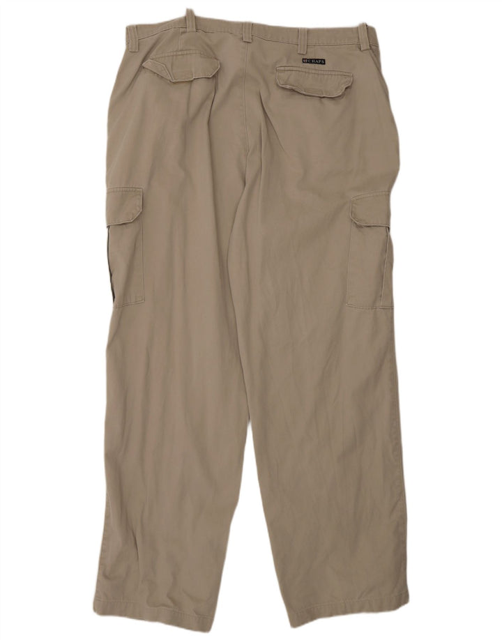 Calças cargo retas masculinas Chaps W38 L32 algodão cinza