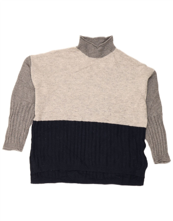 Suéter feminino Marks & Spencer com gola tartaruga Reino Unido 14 médio azul marinho