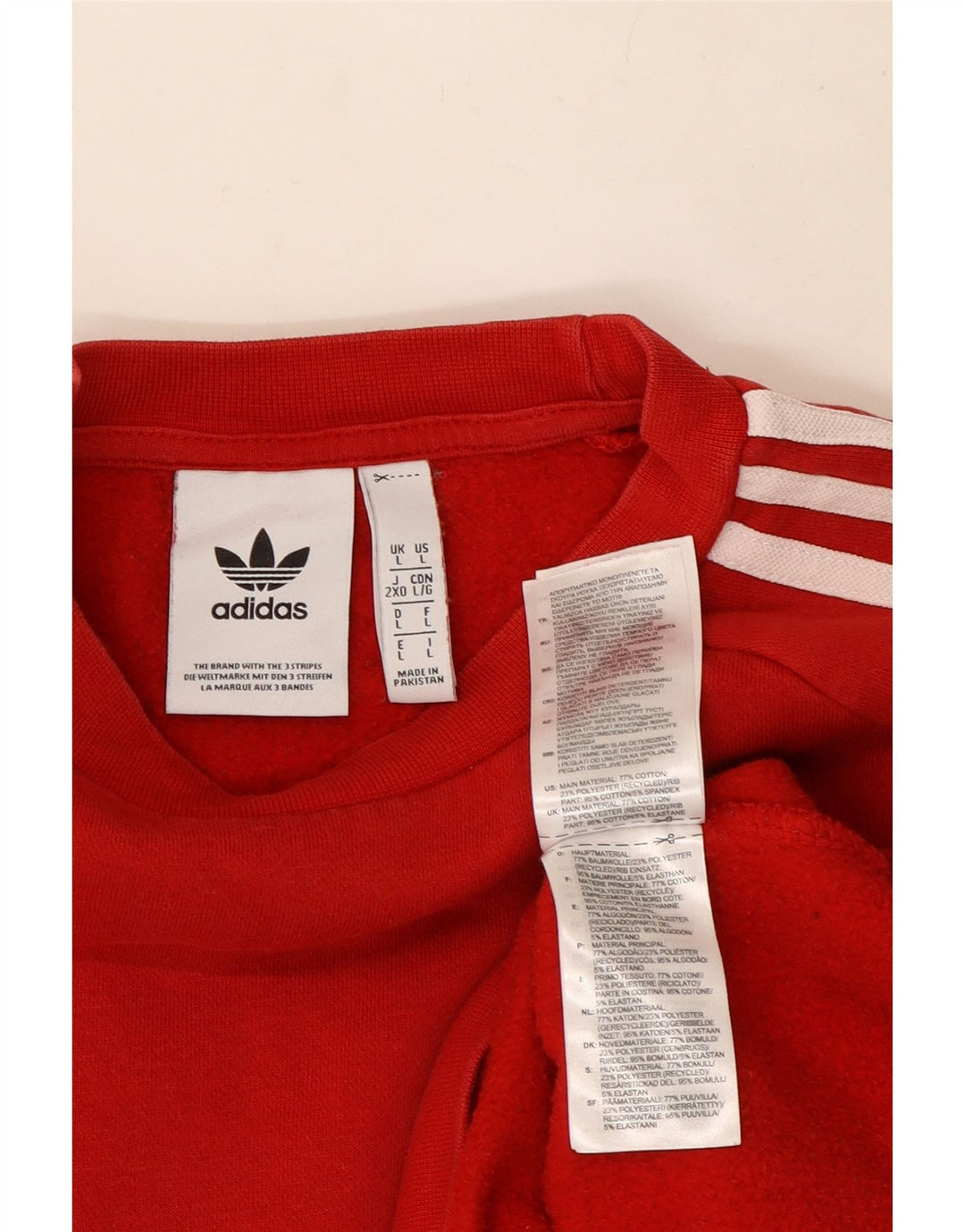 Adidas Mens Moletom Jumper Grande Algodão Vermelho