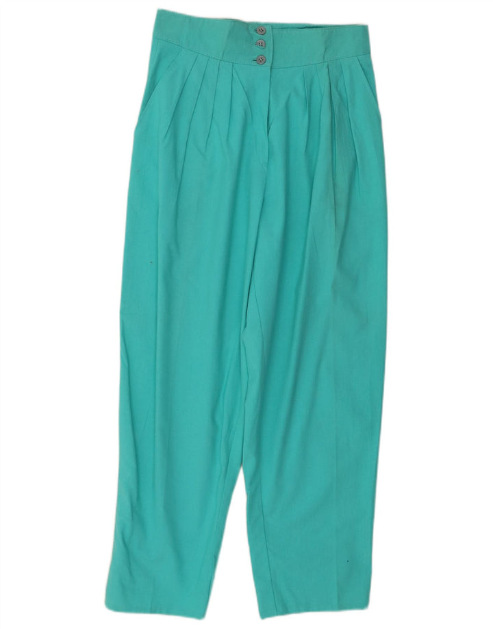 Calça chino feminina vintage de cintura alta W28 L27 algodão turquesa