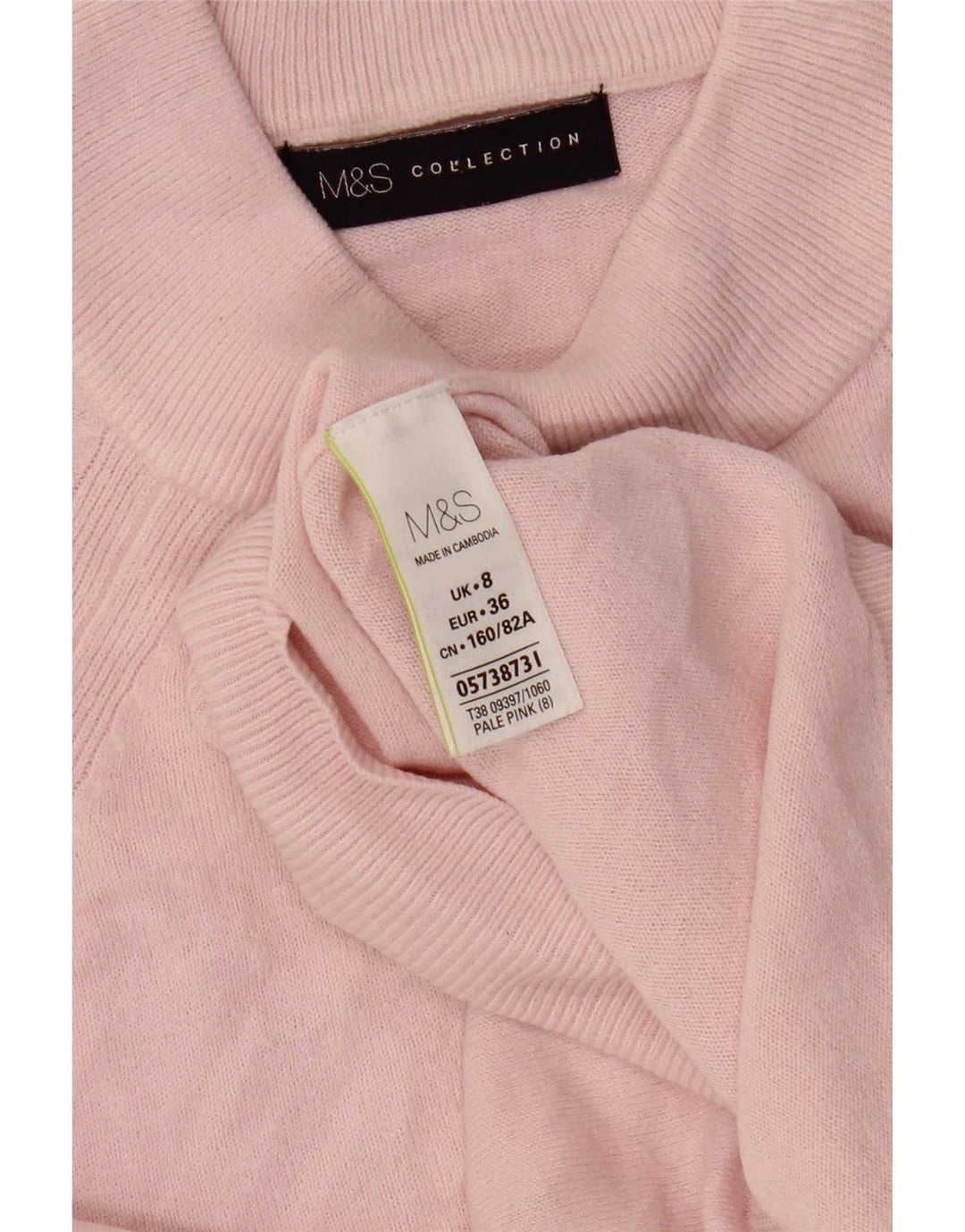 Suéter feminino Marks & Spencer com gola tartaruga e gola redonda Reino Unido 8 pequeno rosa