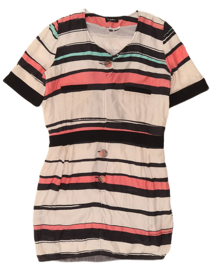 Vestido bainha feminino Byblos IT 40 pequeno seda listrada multicolorida