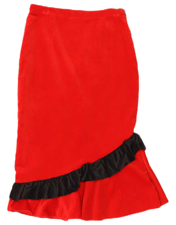 Saia sereia de veludo feminina vintage W27 pequena camuflagem vermelha