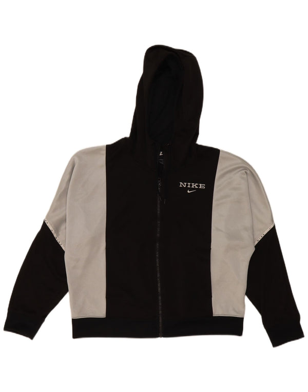 Suéter Nike feminino com capuz e zíper grande UK 10 pequeno bloco colorido preto
