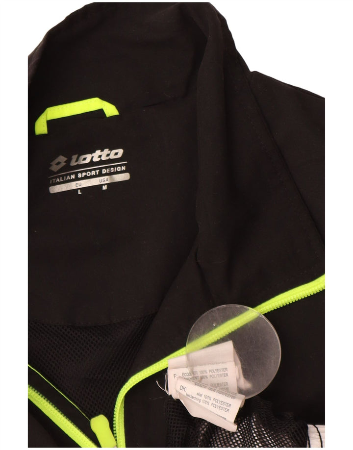 Lotto Mens Graphic Tracksuit Top Jacket Médio Preto Colorblock Poliéster