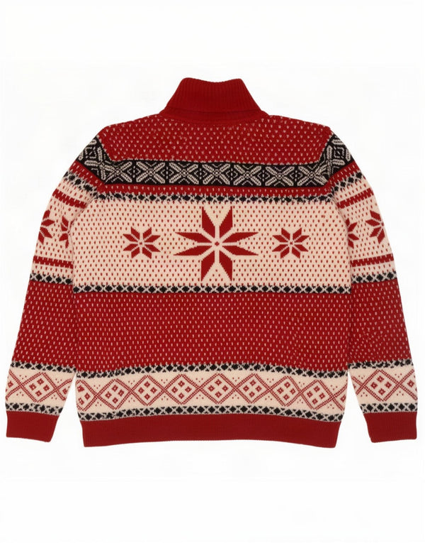 Suéter feminino Marco Pecci com gola redonda UK 20 2XL Red Fair Isle Wool