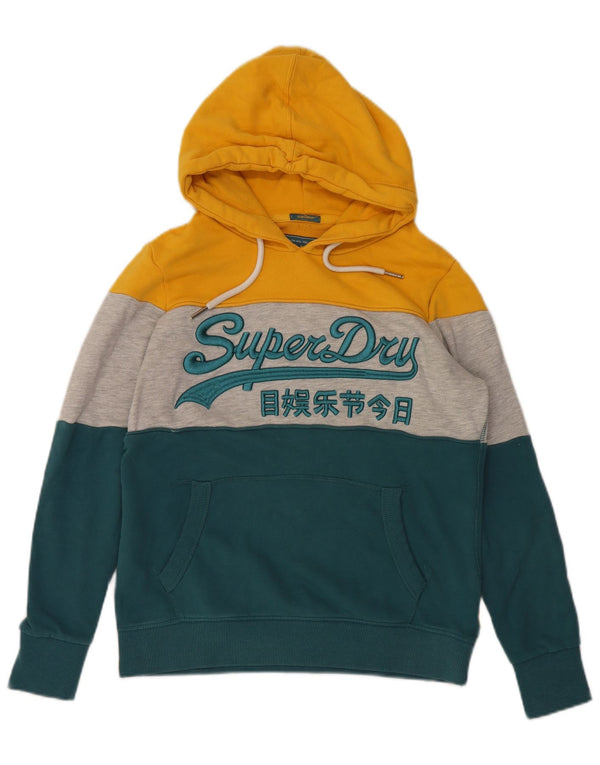 Superdry feminino gráfico moletom com capuz UK 14 grande bloco colorido multicolorido