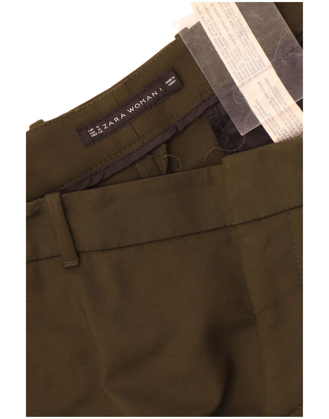 Zara Calça Chino Feminina Slim Médio W28 L29 Algodão Cáqui