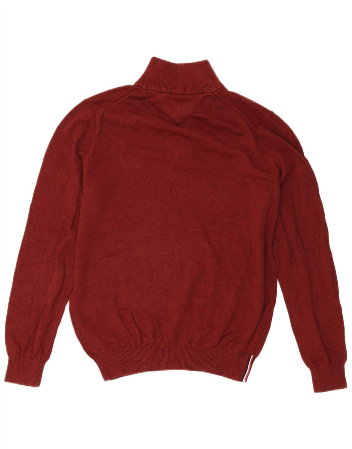Suéter masculino Tommy Hilfiger com zíper e gola média algodão Borgonha