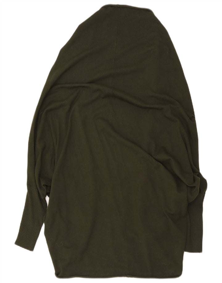 Zara Suéter feminino oversized longline aberto cardigan Reino Unido 14 médio cáqui