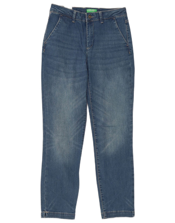 Benetton Scarlett Straight Jeans Feminino Reino Unido 6 XS W26 L27 Azul Algodão