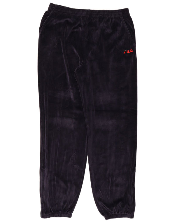 Fila Mens Velvet Calças de treino Joggers grandes algodão azul marinho