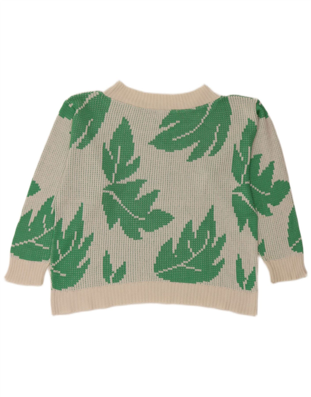 Suéter feminino vintage com gola canoa e decote em barco, Reino Unido 10, acrílico branco pequeno