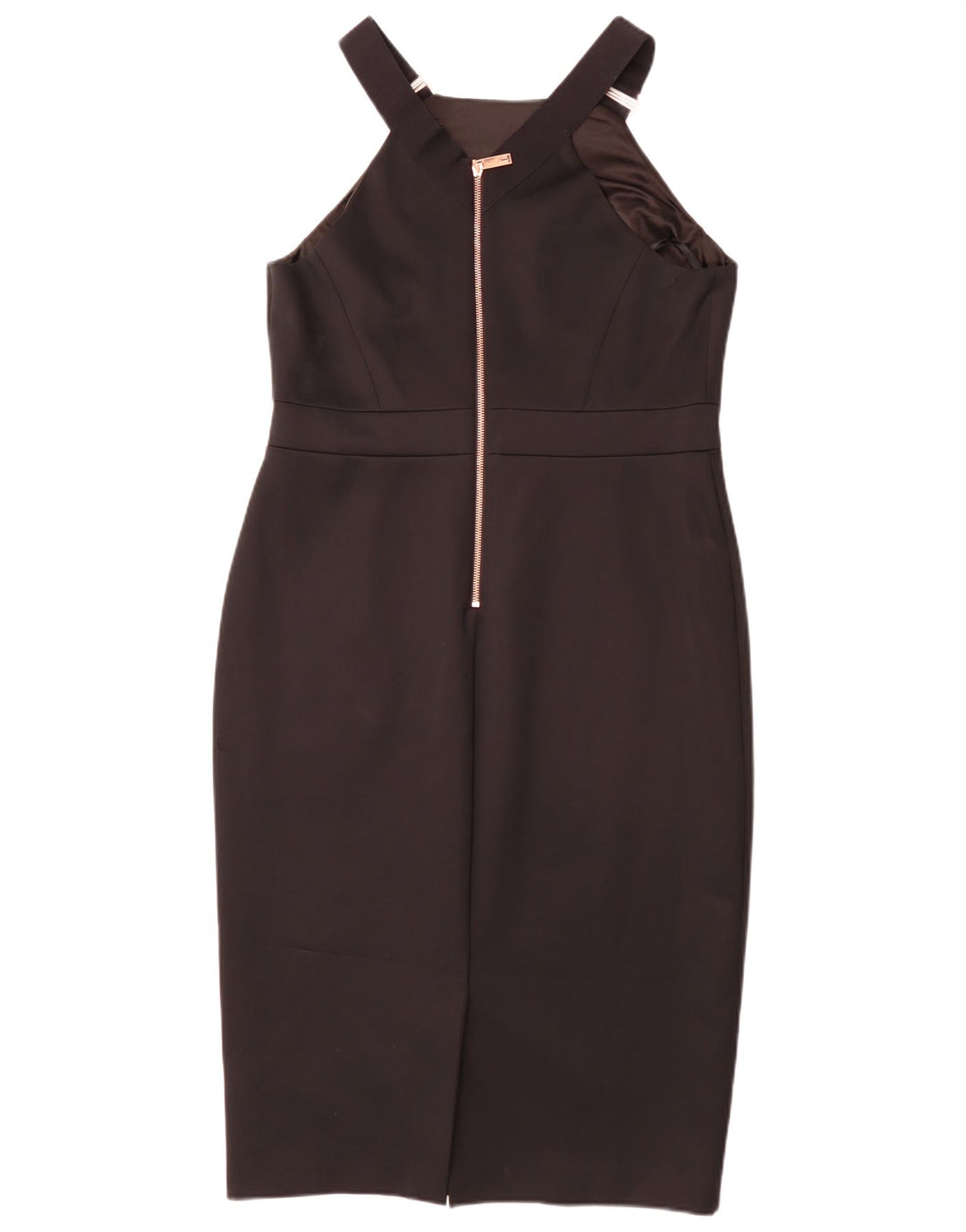 Vestido bodycon feminino sem mangas Ted Baker tamanho 5 XL poliéster preto