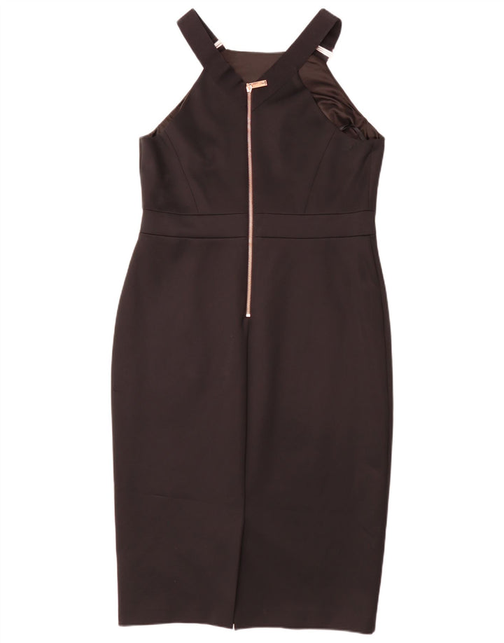 Vestido bodycon feminino sem mangas Ted Baker tamanho 5 XL poliéster preto