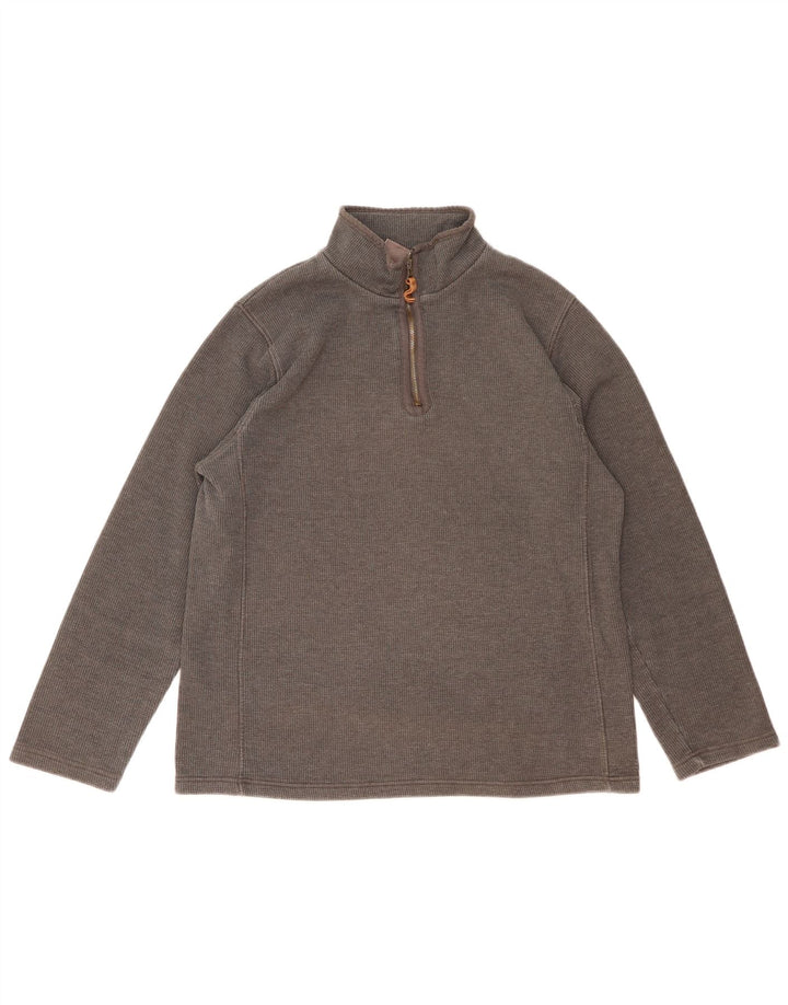 MOUNTAIN WAREHOUSE Suéter masculino com zíper e gola grande de algodão cinza