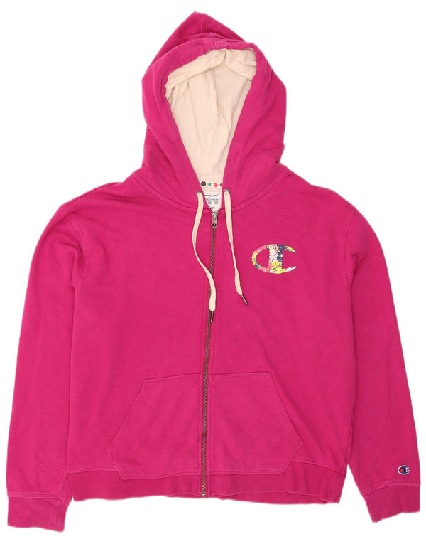 Suéter feminino Champion com capuz e zíper gráfico regular UK 20 2XL rosa