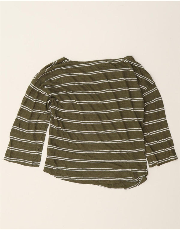 Top oversized feminino Benetton manga 3/4 UK 6 XS linho listrado verde