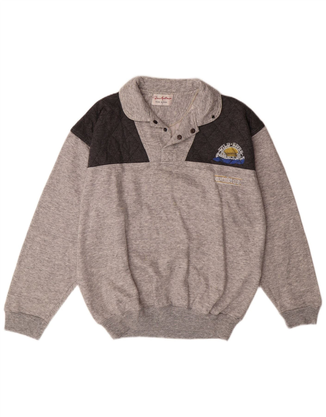 Suéter masculino VINTAGE com gola polo e algodão grande cinza colorido