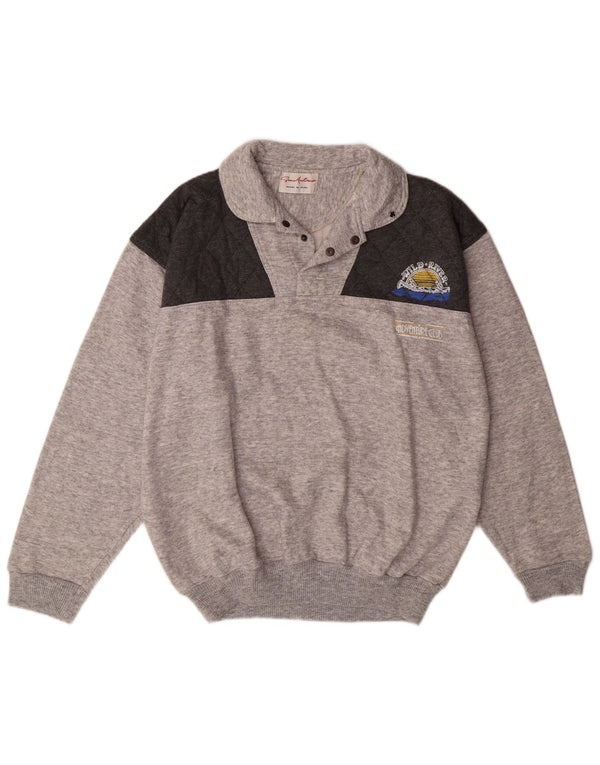 Suéter masculino VINTAGE com gola polo e algodão grande cinza colorido