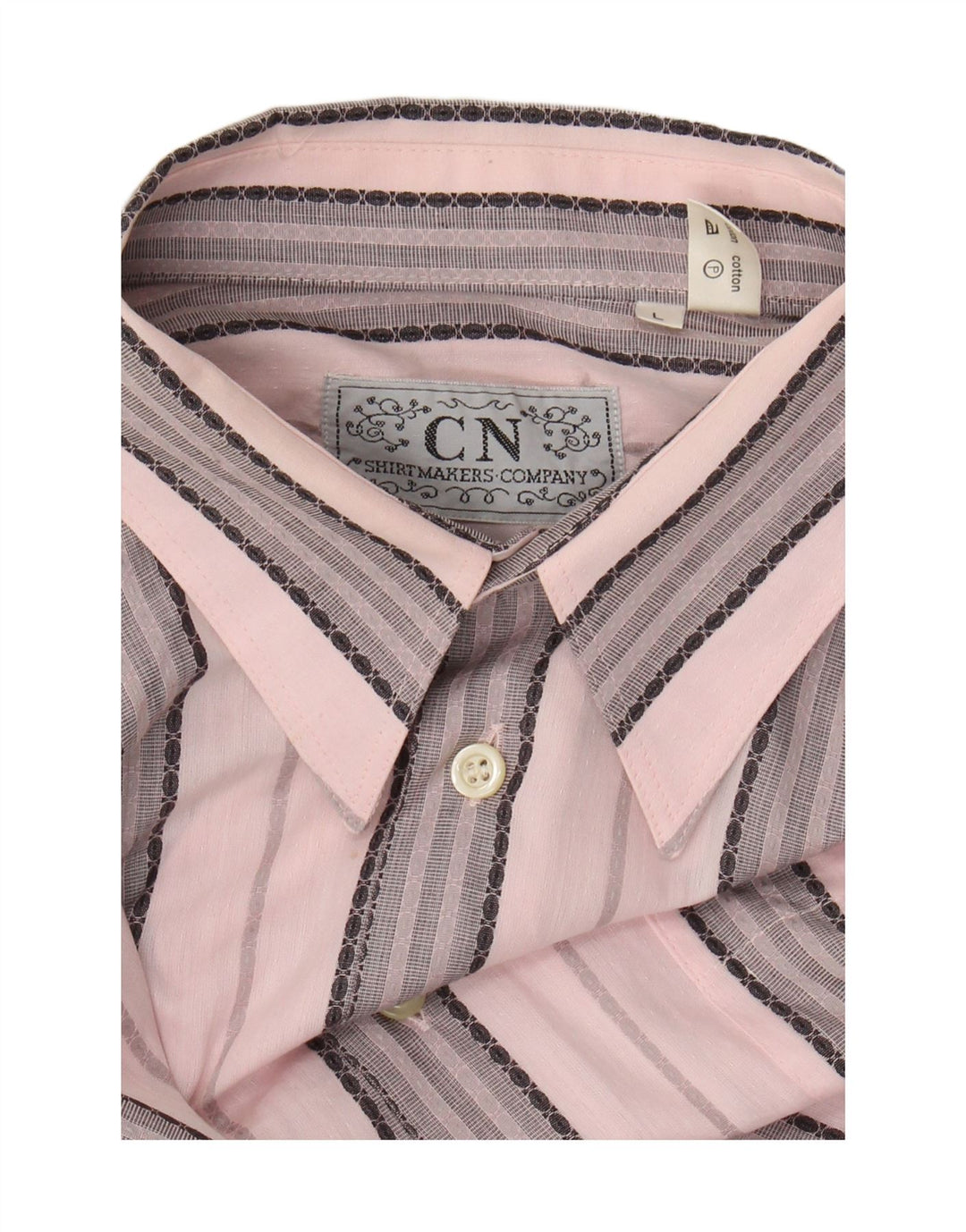 VINTAGE Mens Shirt Large Pink Striped Cotton