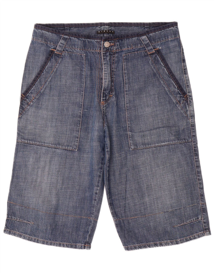 Sisley Mens Cargo Denim Shorts IT 48 Médio W34 Azul Algodão
