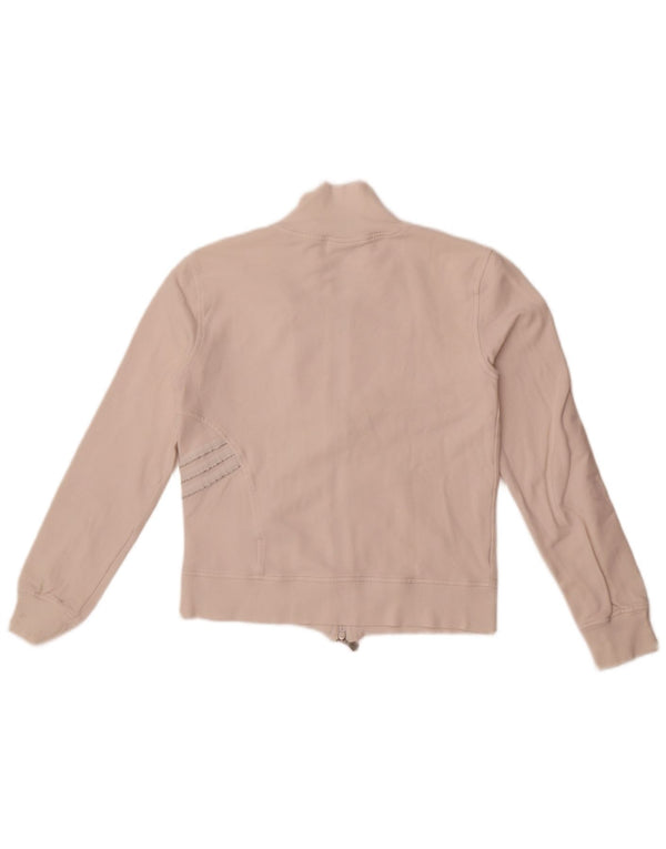 Adidas Womens Crop Tracksuit Top Jacket UK 10 Pequeno Algodão Branco