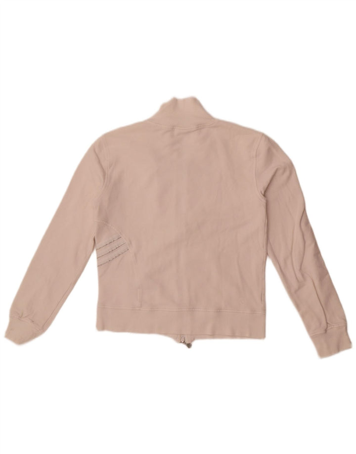 Adidas Womens Crop Tracksuit Top Jacket UK 10 Pequeno Algodão Branco