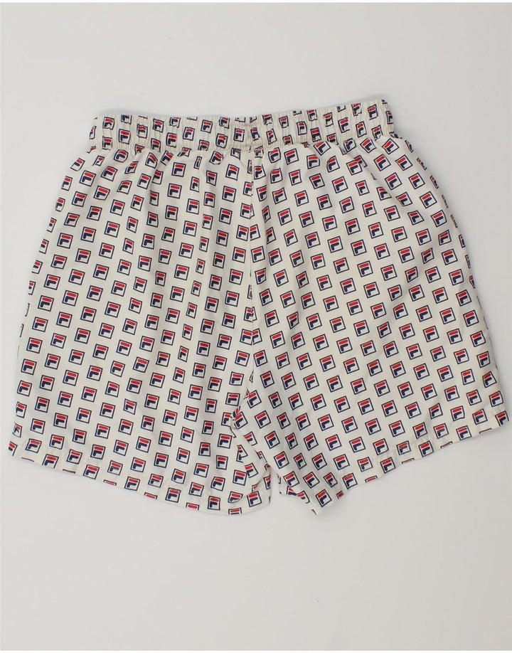 Shorts de natação masculino FILA Graphic pequeno poliéster branco